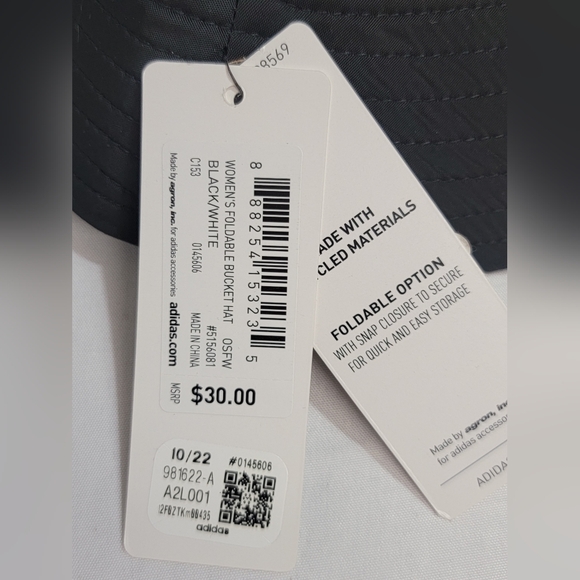 Adidas Womens Foldable Black Bucket Hat With Snap Closure For Easy Storage New - Picture 4 of 8